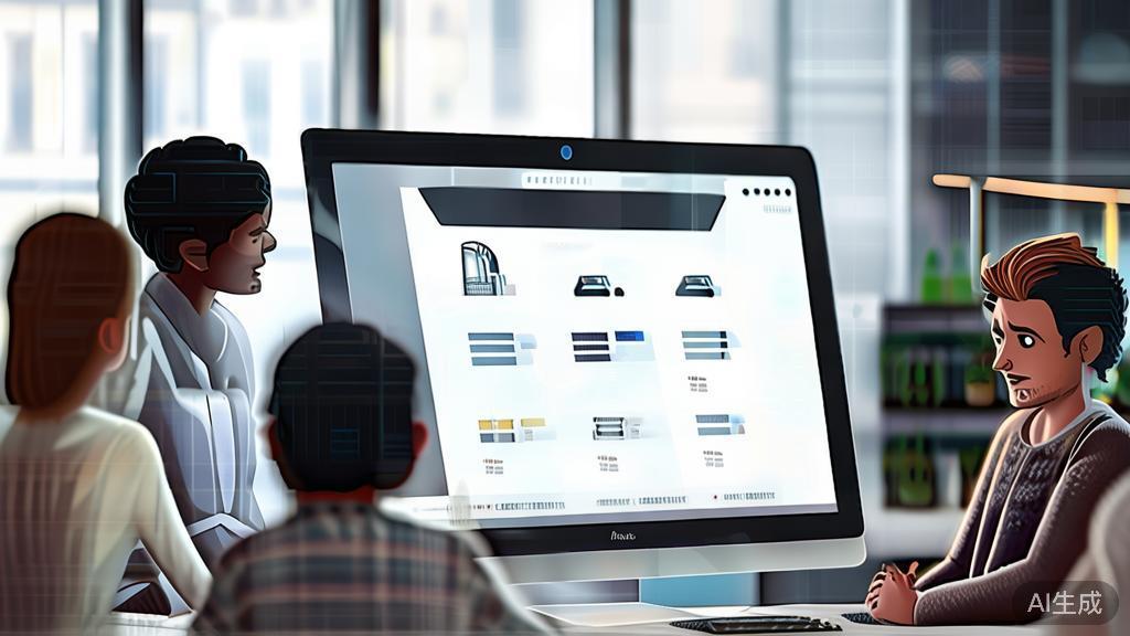 "High-quality business illustration of creators analyzing AI feedback, minimal flat design"