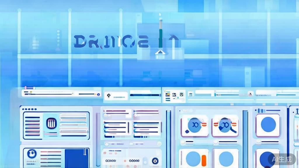 Flat vector illustration of AI applications in drama creation, dashboard style, soft blue gradient