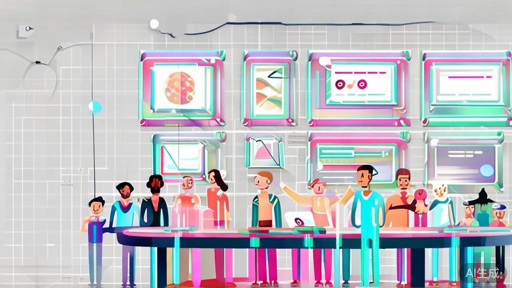 High-quality illustration of a creative community sharing ideas, minimal flat design