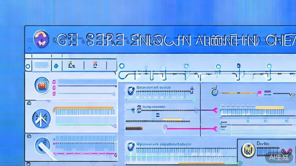 Flat vector illustration of search engine algorithm changes, dashboard style, soft blue gradient