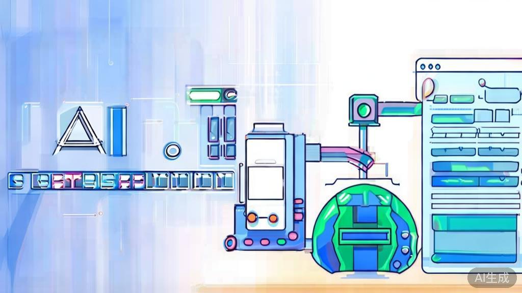 High-quality business illustration regarding AI content generation for foreign trade, minimal flat design