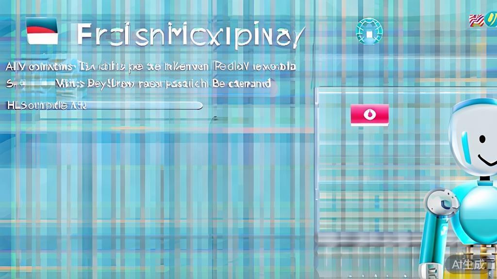 Flat vector illustration of AI in foreign trade marketing, corporate style, soft blue gradient