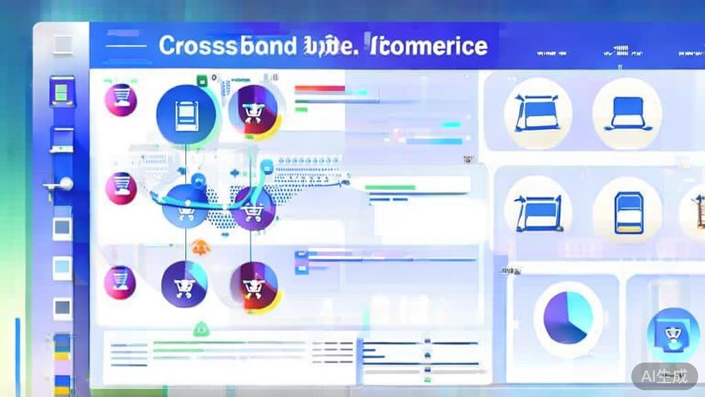 "Flat vector illustration of cross-border e-commerce for electronic products, dashboard style"
