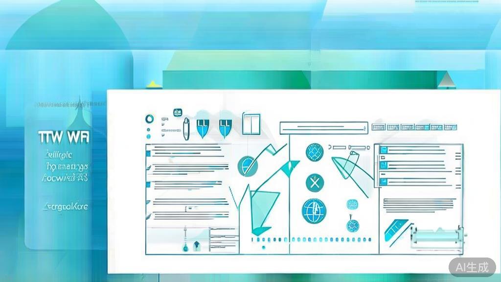 Flat vector illustration of digital marketing strategies in international trade, dashboard style, soft blue gradient
