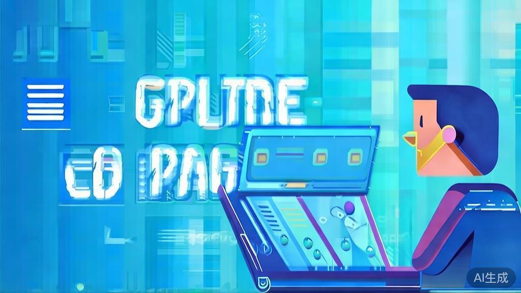 "Flat vector illustration of online education with digital human, dashboard style, soft blue gradient"