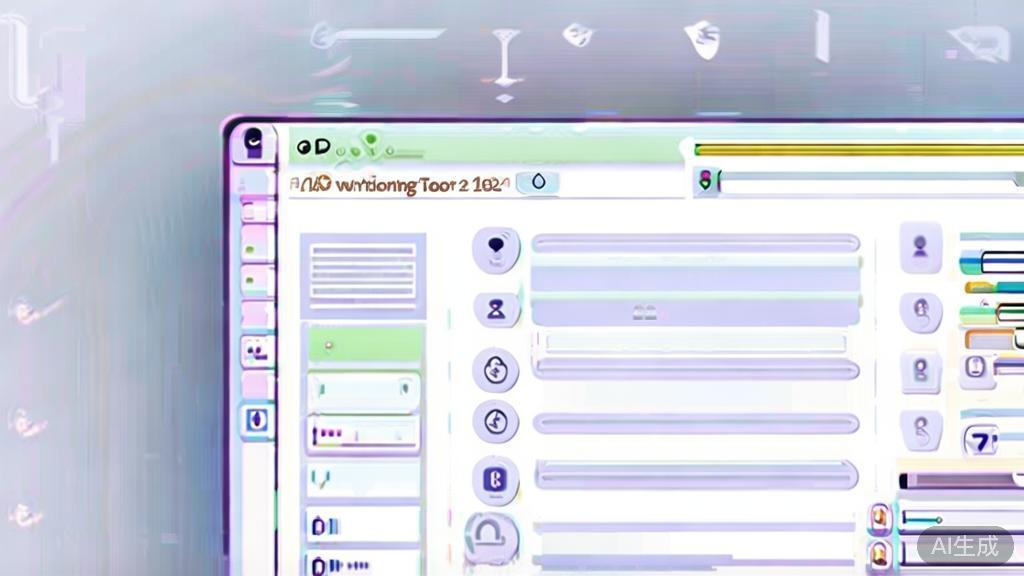 "Flat vector illustration of a user-friendly AI writing tool interface, minimal design"