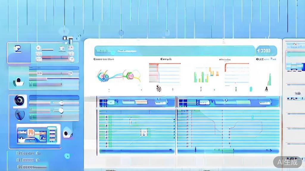 Flat vector illustration of screenplay structure analysis, dashboard style, soft blue gradient