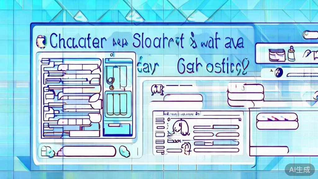 Flat vector illustration of character creation for short play, dashboard style, soft blue gradient