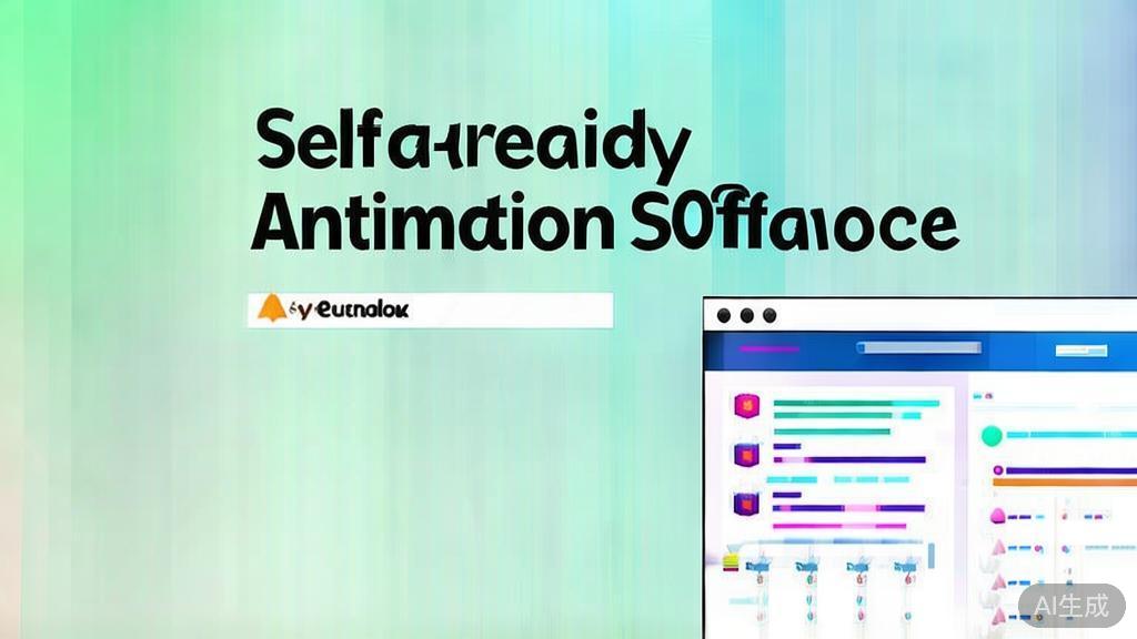 "High-quality business illustration regarding self-learning animation software, minimal flat design"