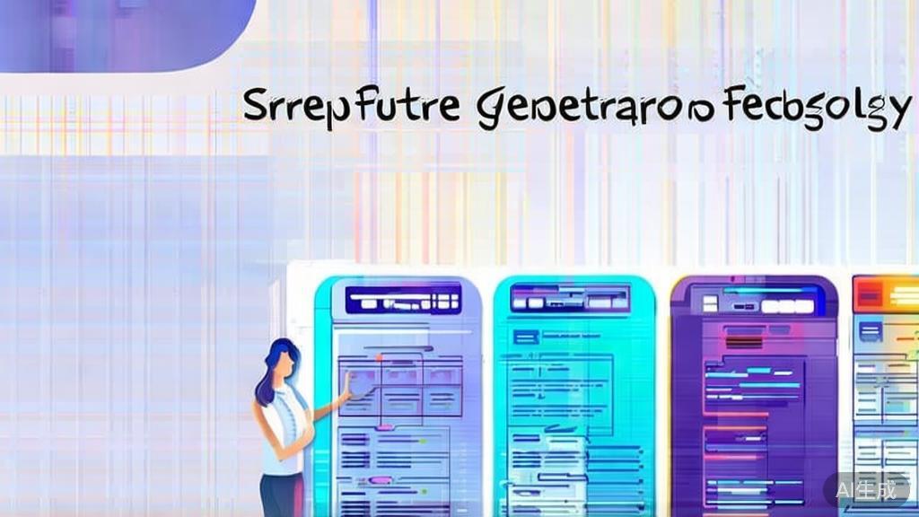 High-quality business illustration regarding future trends in script generation technology, minimal flat design