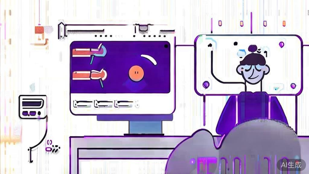 High-quality illustration of a beginner learning AI video production, minimal flat design