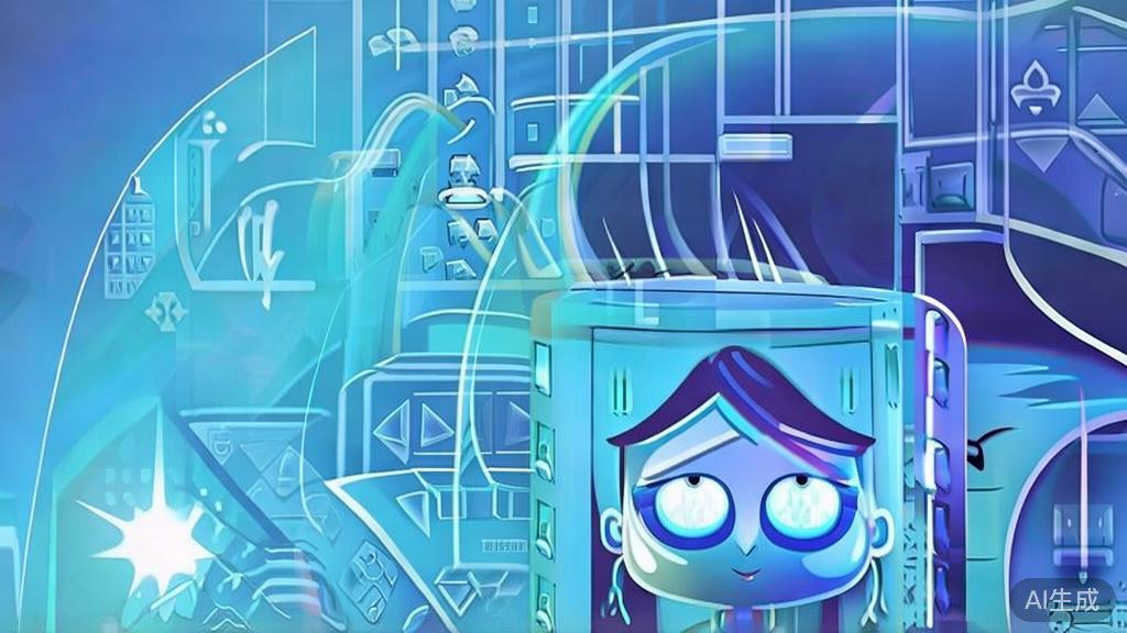 Flat vector illustration of a girl exploring dreams, dashboard style, soft blue gradient