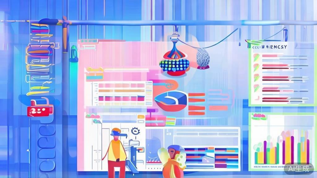 Flat vector illustration depicting budget management in short play production, dashboard style, soft blue gradient