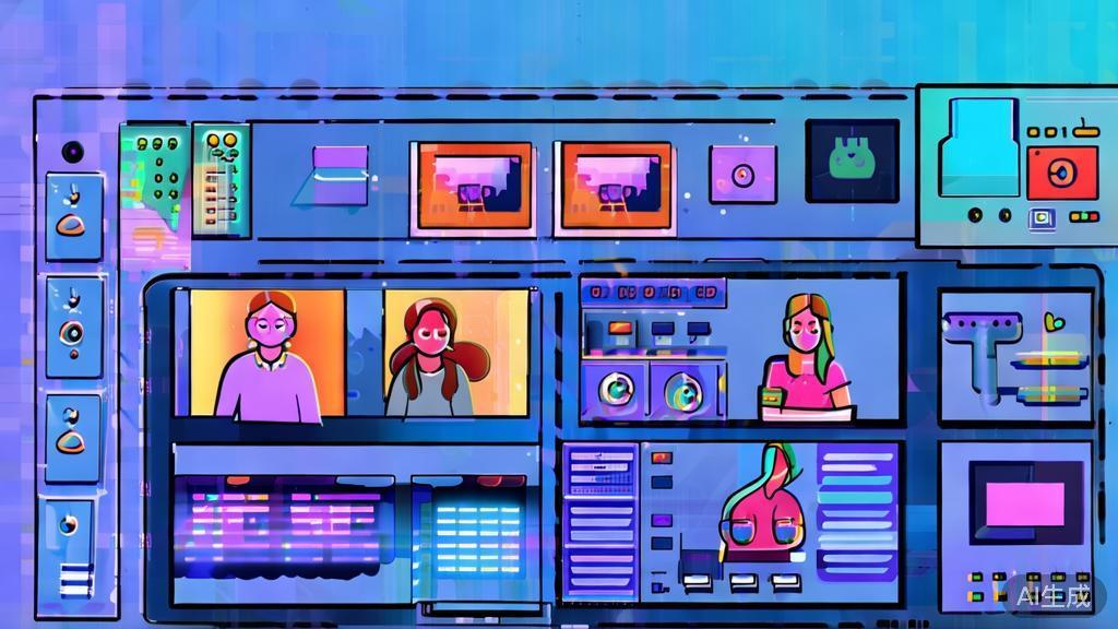 Flat vector illustration of independent creators using AI tools, dashboard style, soft blue gradient