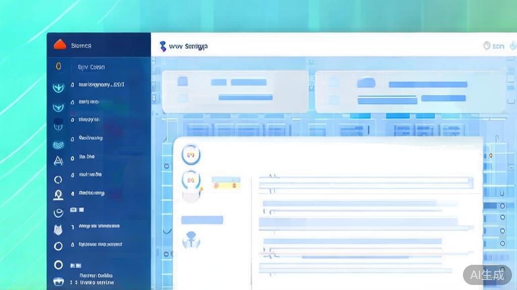 "Flat vector illustration of user-friendly writing software, dashboard style, soft blue gradient"