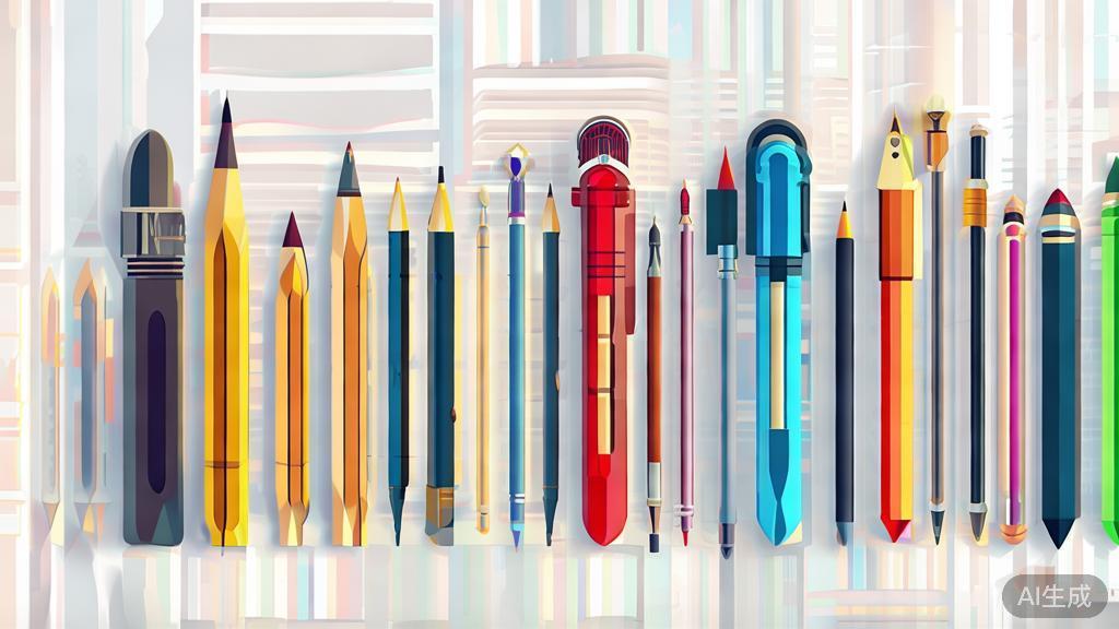 High-quality business illustration regarding comparison of writing tools, minimal flat design