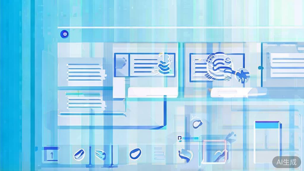 Flat vector illustration of content creation process, dashboard style, soft blue gradient