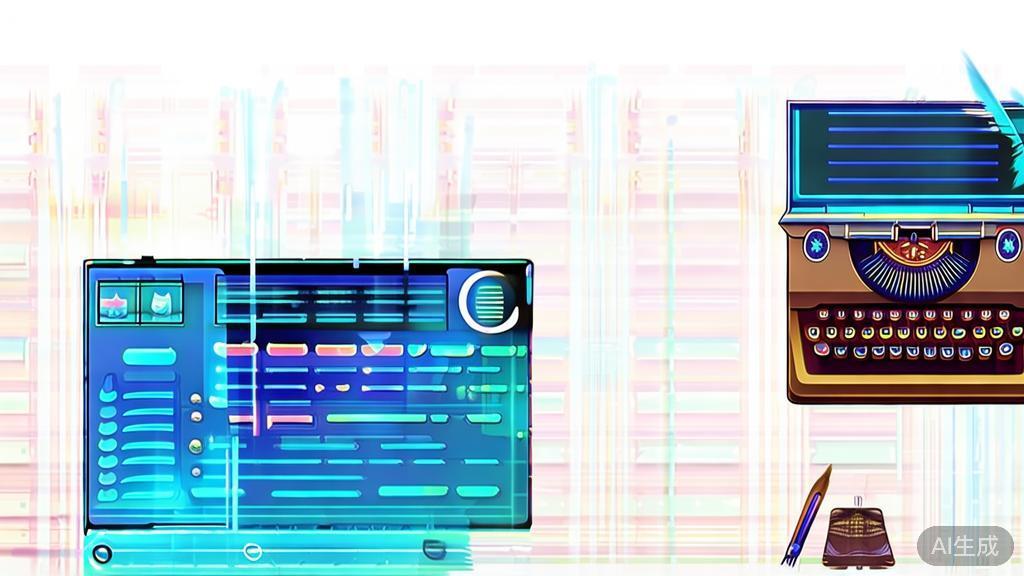 High-quality illustration of comparing AI writing and traditional writing tools, minimal flat design