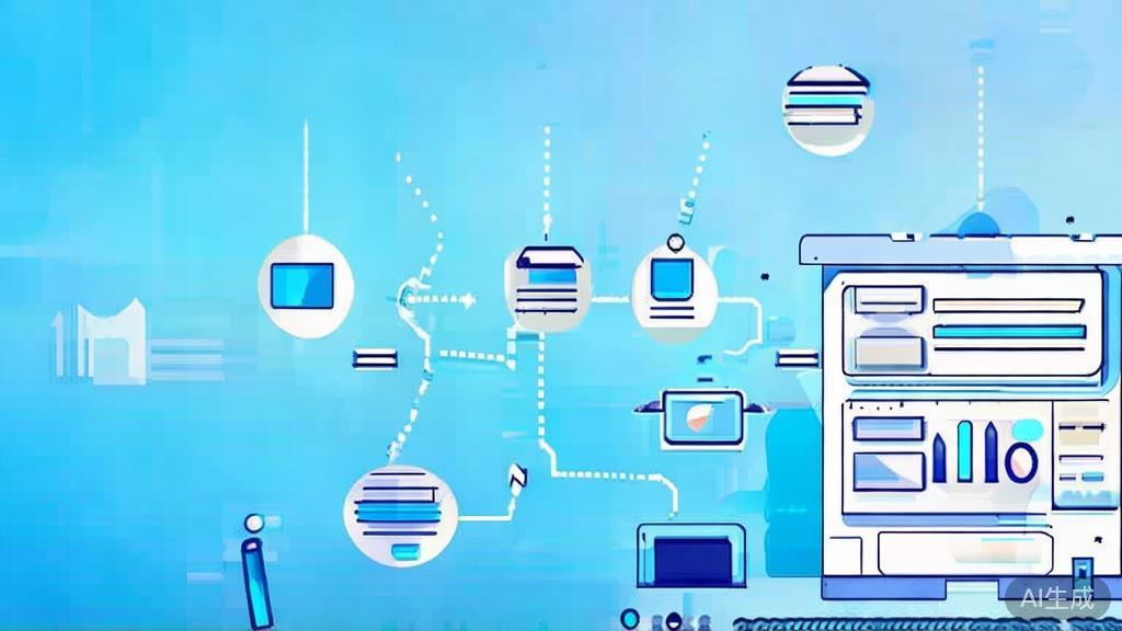 "Flat vector illustration showing data analytics in content creation, soft blue gradient"