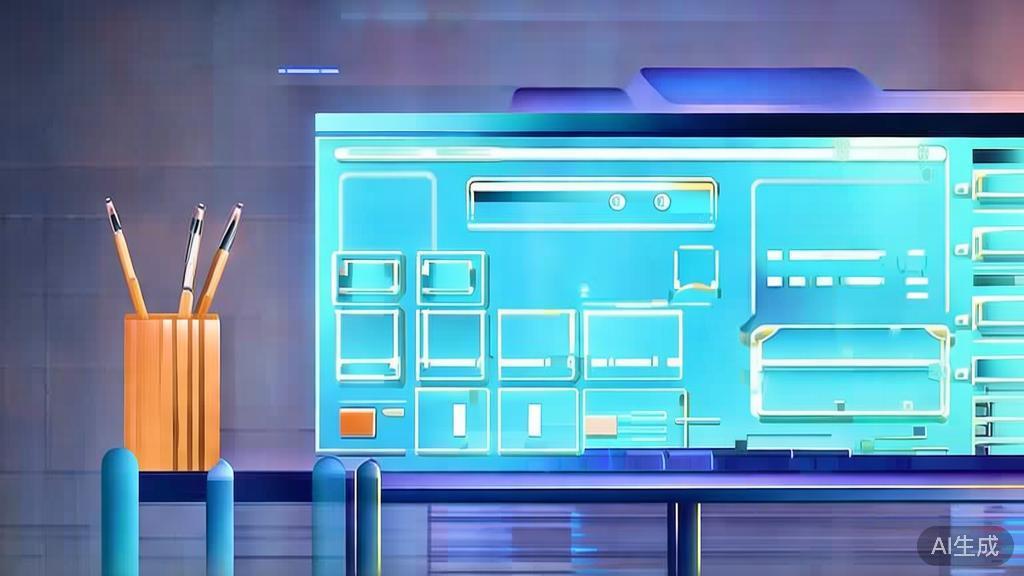 Flat vector illustration of writing environment, dashboard style, soft blue gradient