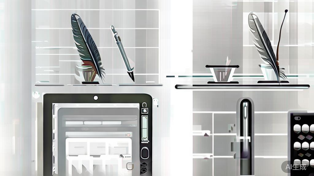 "High-quality business illustration comparing traditional writing tools with AI tools, minimal flat design"