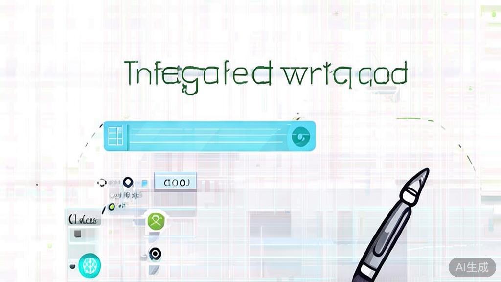 High-quality business illustration regarding integrated features of a writing tool, minimal flat design