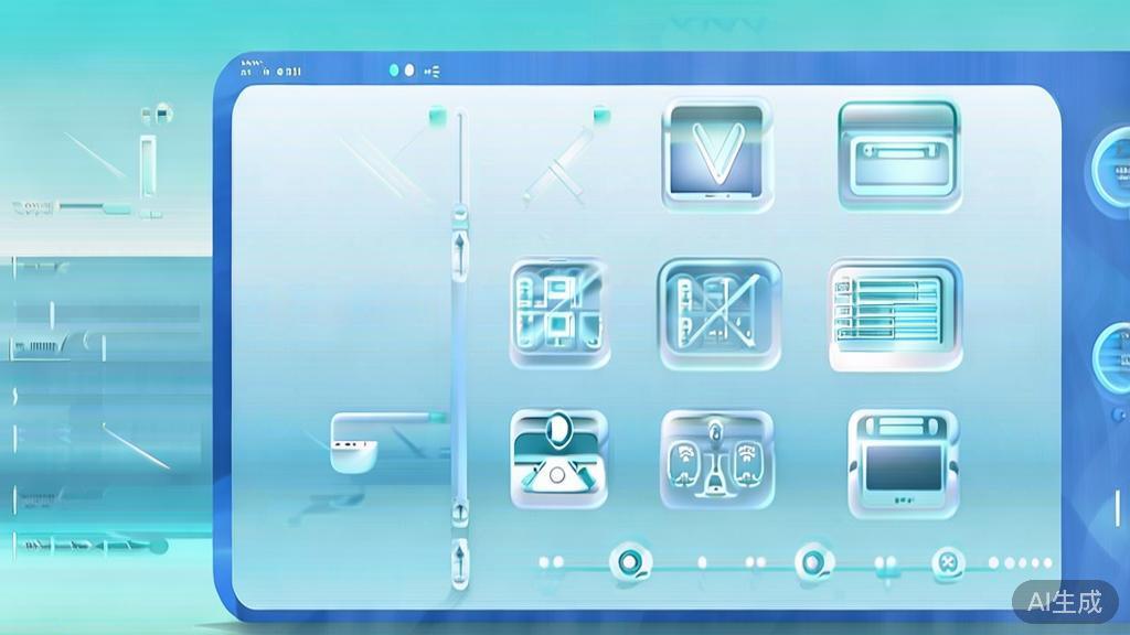 Flat vector illustration of video editing techniques, dashboard style, soft blue gradient