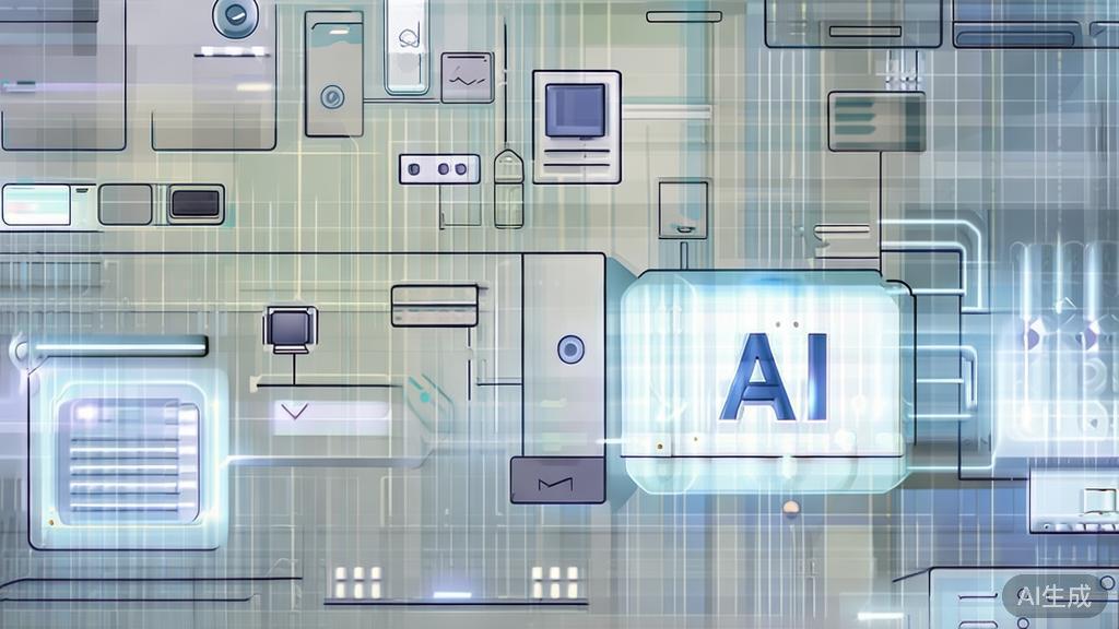 High-quality business illustration regarding AI integration in video production, minimal flat design