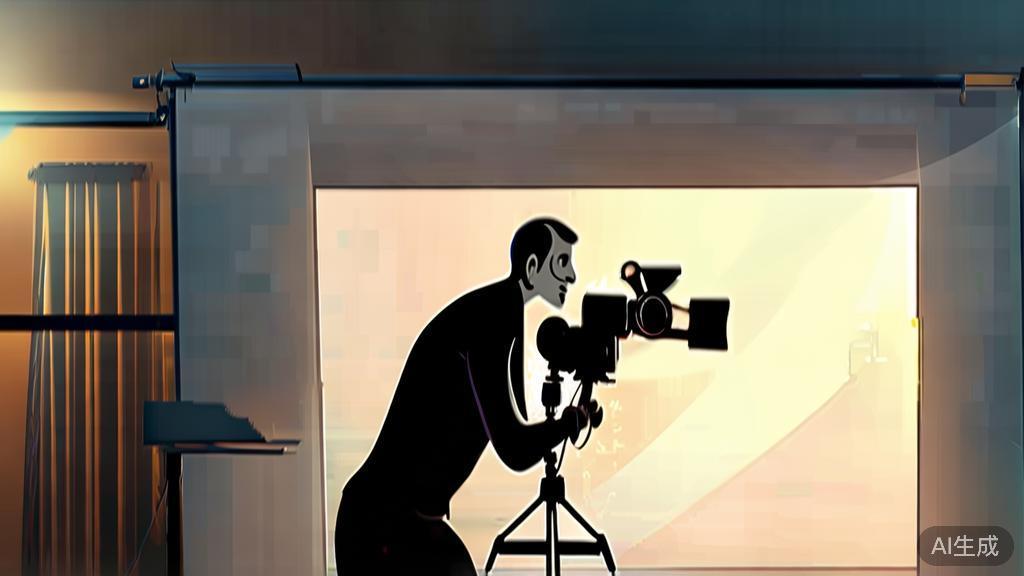 "High-quality business illustration regarding a male creator filming a short drama, minimalist design"