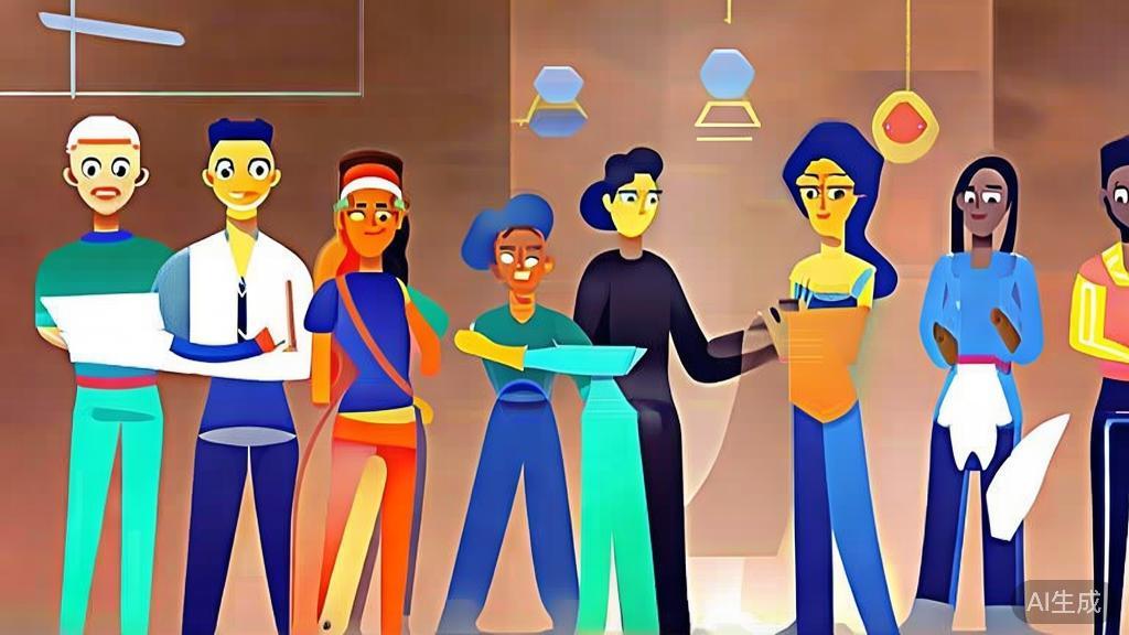 "Flat vector illustration of a diverse team collaborating on short drama production, high quality"