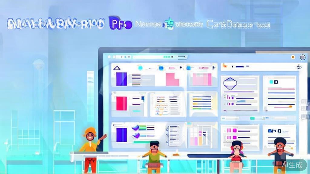 Flat vector illustration of team collaboration on nanobanana pro, dashboard style, soft blue gradient