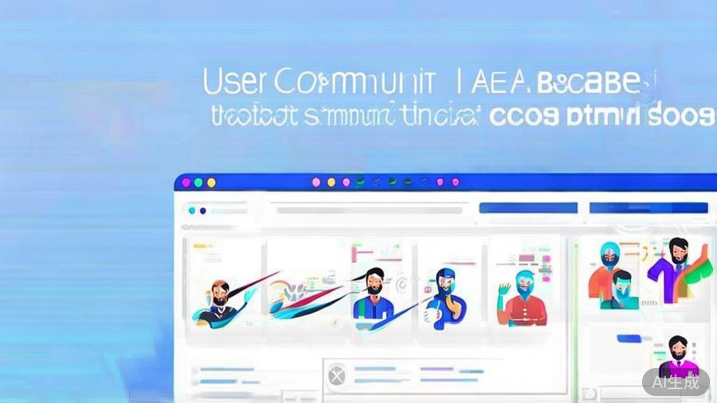 "Flat vector illustration of user community support for AI tools, dashboard style, soft blue gradient"