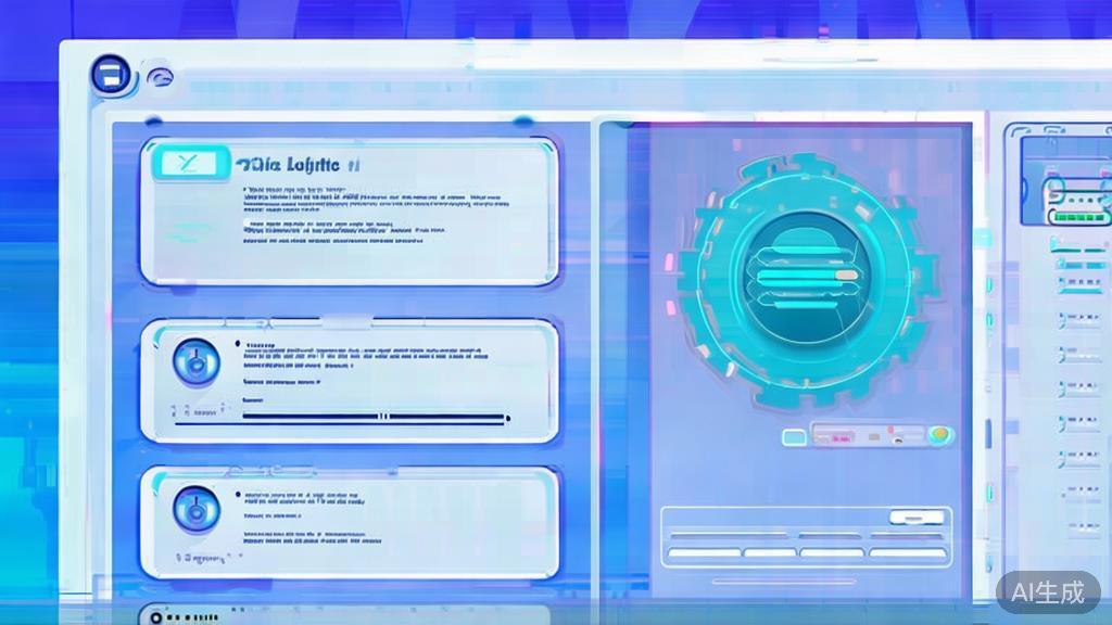 Flat vector illustration of AI dialogue generation, dashboard style, soft blue gradient