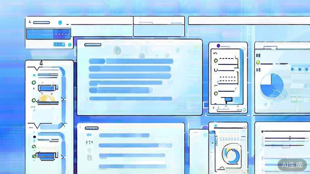 Flat vector illustration of market analysis in AI short play production, dashboard style, soft blue gradient
