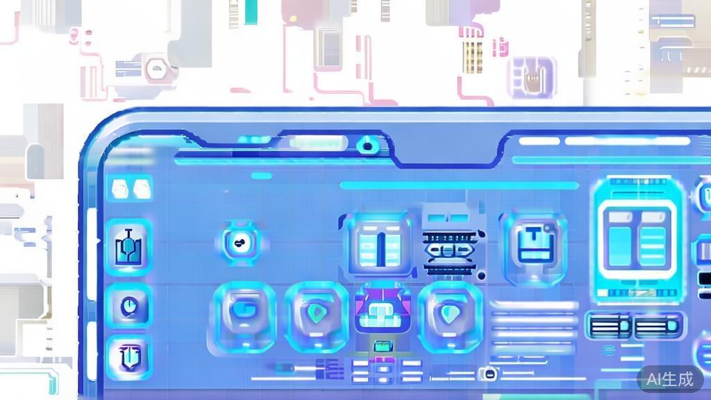 Flat vector illustration of AI短剧, dashboard style, soft blue gradient