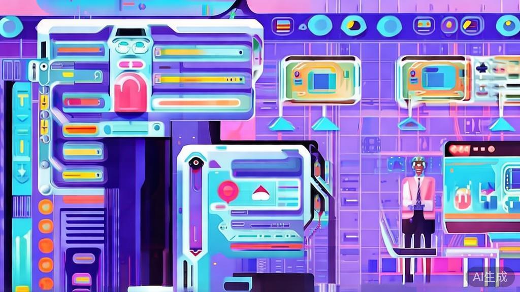 "Flat vector illustration of future trends in AI short plays, showcasing various applications in entertainment, education, and advertising"