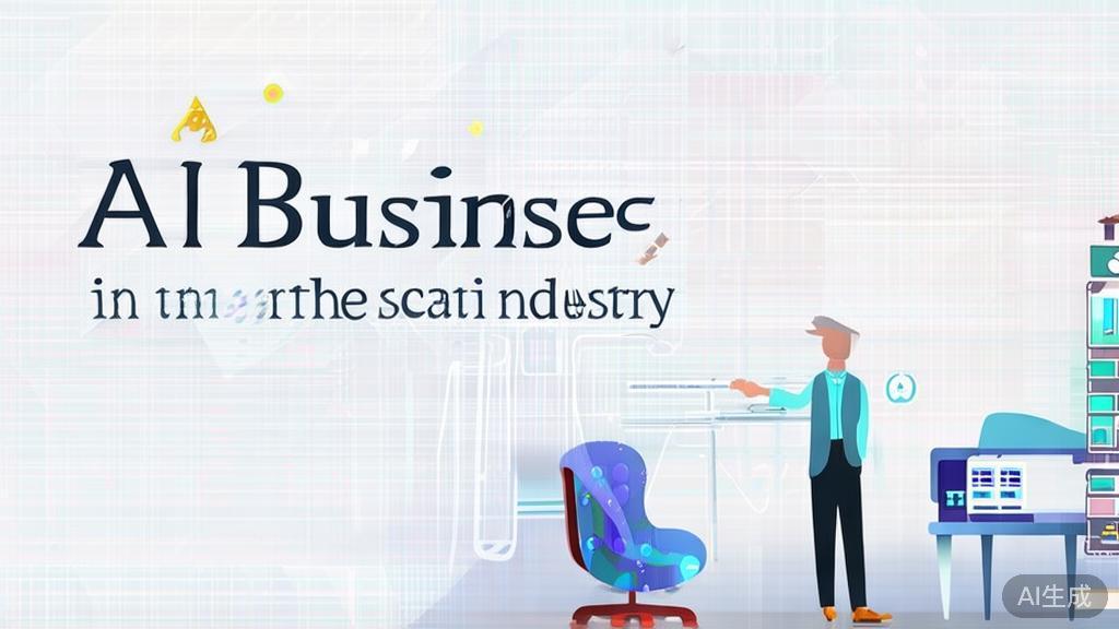 High-quality business illustration regarding AI in creative industry, minimal flat design