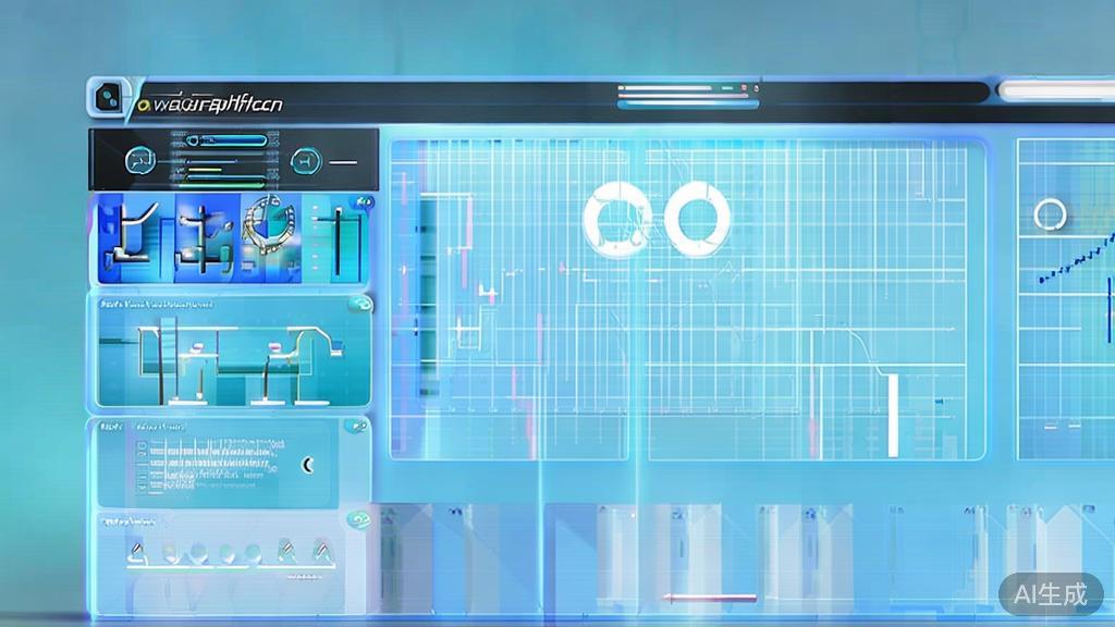 "Flat vector illustration of future trends in AI short drama production, dashboard style, soft blue gradient"