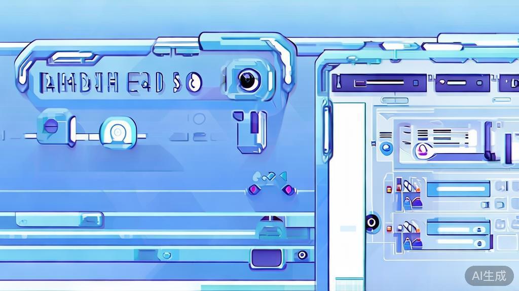 Flat vector illustration of future trends in AI video production, dashboard style, soft blue gradient