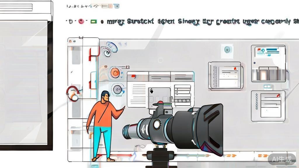 High-quality illustration regarding短剧录制与剪辑, minimal flat design
