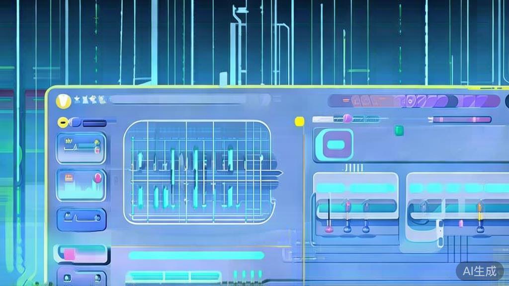 Flat vector illustration of video editing tools, dashboard style, soft blue gradient