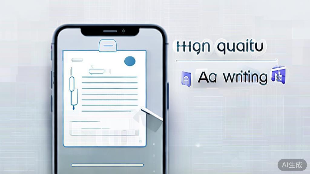 High-quality business illustration regarding AI writing tool features, minimal flat design