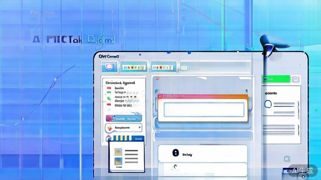 Flat vector illustration of AI writing tool features, dashboard style, soft blue gradient