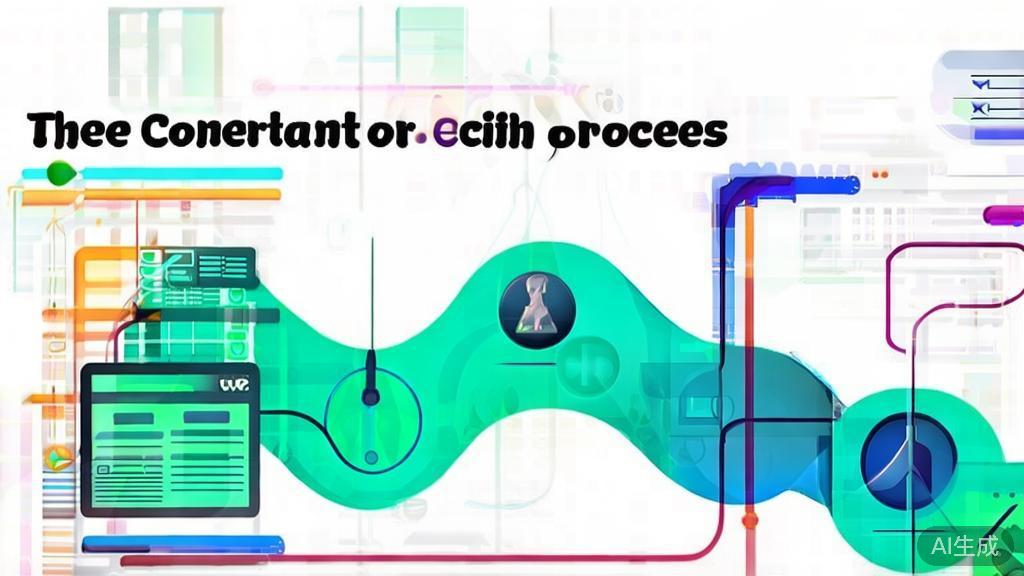 High-quality illustration of content generation process, minimal flat design