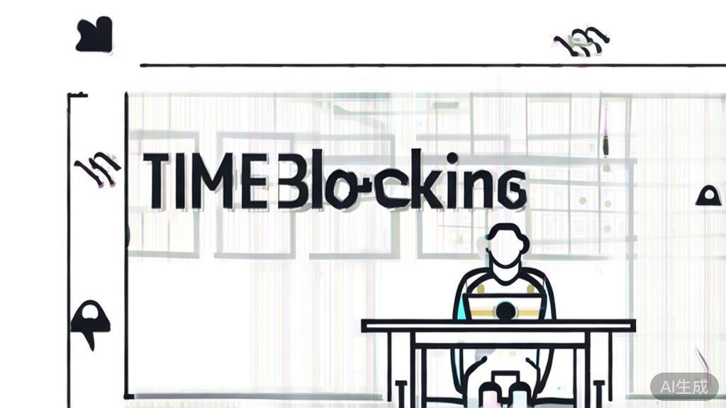 "High-quality illustration of a person using time-blocking technique, minimal design"