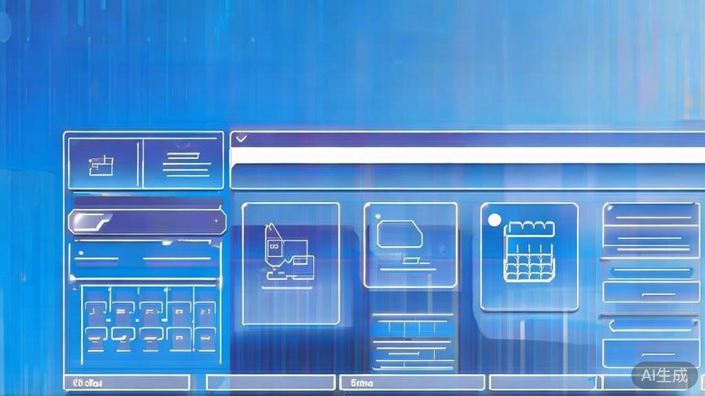 Flat vector illustration of digital asset management, dashboard style, soft blue gradient