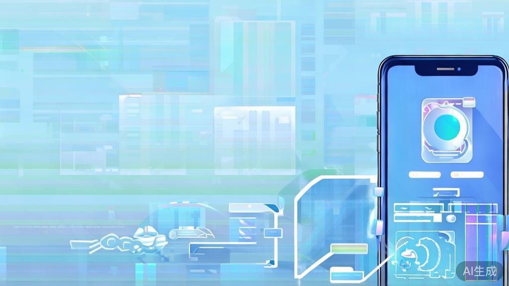 Flat vector illustration of downloading an app on a smartphone, dashboard style, soft blue gradient