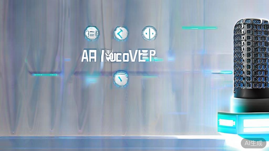 High-quality business illustration regarding AI voiceover tool, minimal flat design