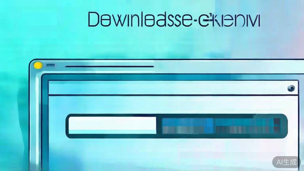 Flat vector illustration of a computer screen showing a download progress bar, dashboard style, soft blue gradient