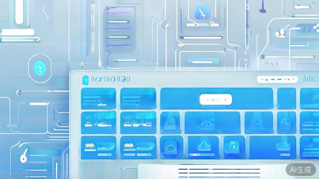 Flat vector illustration of nanobanana platform, dashboard style, soft blue gradient